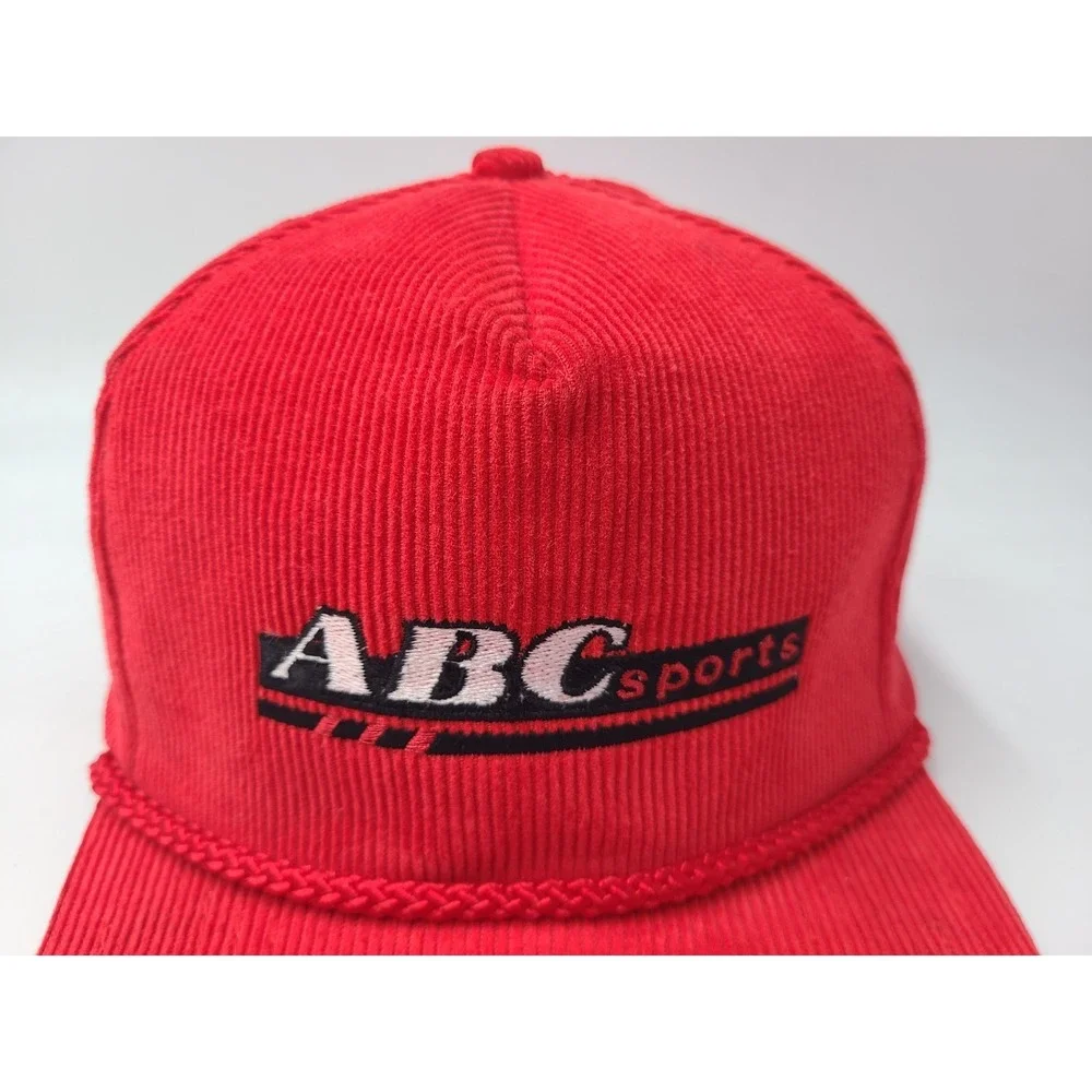 Vintage ABC Sports Corduroy Rope Sportsman Snapback Hat‎ Cap Cotton Casual Red
